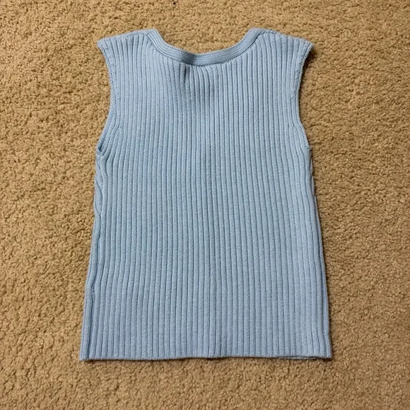 Jessica Simpson Light Blue Ribbed Knit Button Vest Sleeveless Top NWOT Size XS - Picture 2 of 8